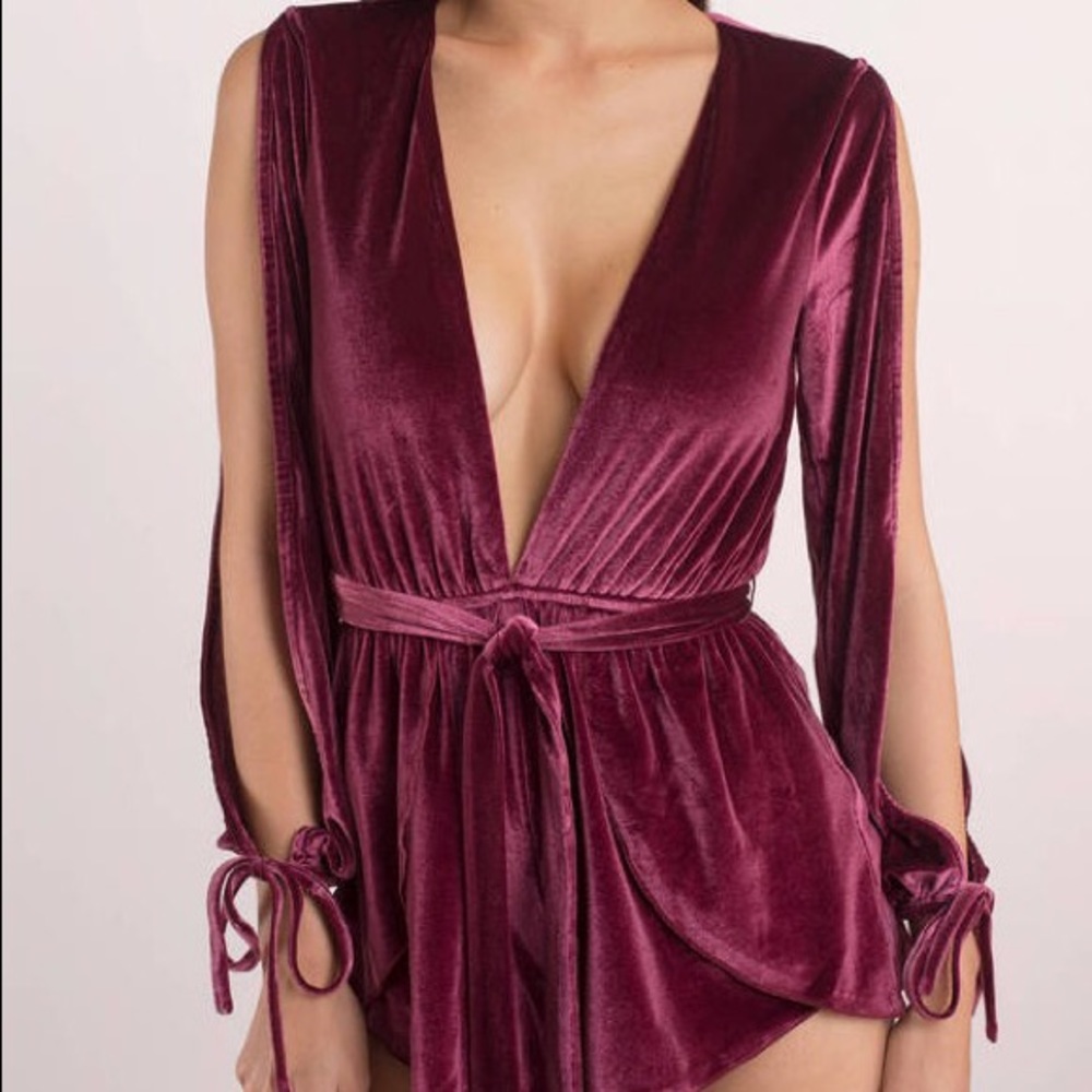 Velvet wine colored romper